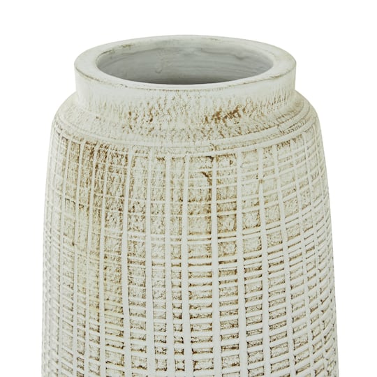 17" White Terracotta Coastal Vase